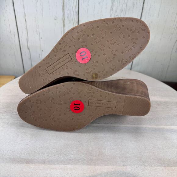 Lucky Brand Waider Womens Ankle Bootie Size 10 Leather Taupe Wedge Boots New - Picture 10 of 11